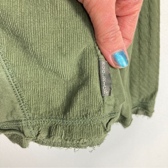 Woolrich Army Green Cardigan With Corduroy Details Size Medium - Picture 10 of 16